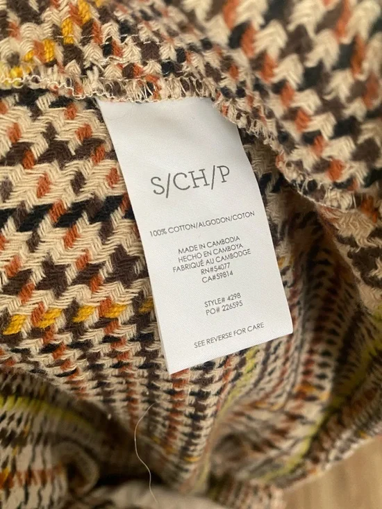 CAbi Yorkshire shacket jacket tan houndstooth cotton size S - Picture 10 of 13